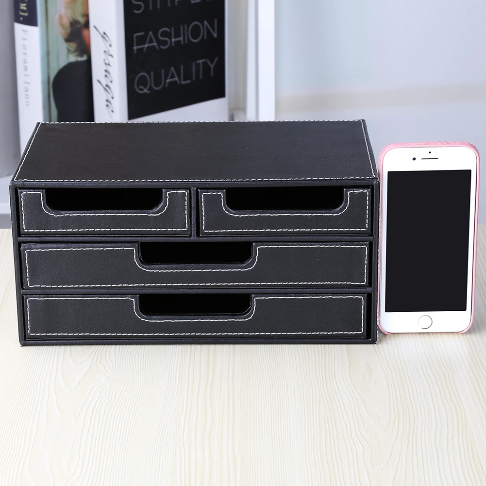 Office Accessories Stationery Desk Organizer 3 Layer 4 Drawers File Holder Paper Cabinet Document Rack Tray Storage Box