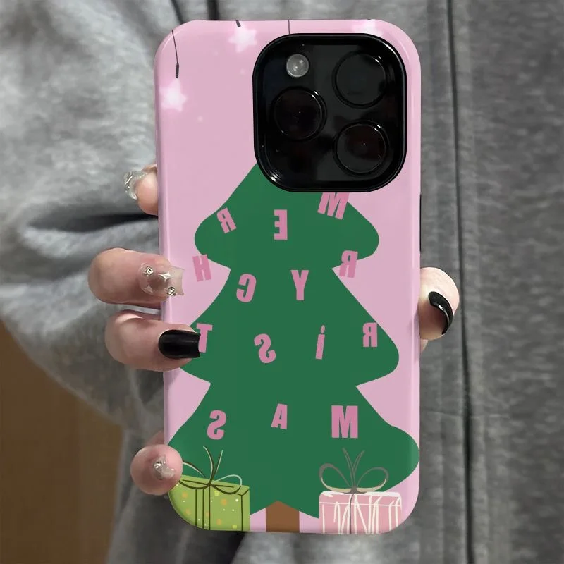 

Pink Christmas Tree Alphabet Case for IPHONE 17AIR 16ProMax 15 14 13 12 11 PRO Plus XR XS SE Acrylic TPU Two in One Phone Cases