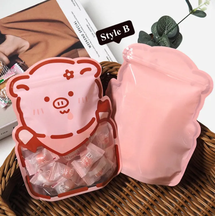 

50PCS Cartoon Cute Plastic Kids Gift Snack Ziplock Packaging Bag DIY Kindergarten Sugar Candy Spice Fruits Beaf Storage Pouches