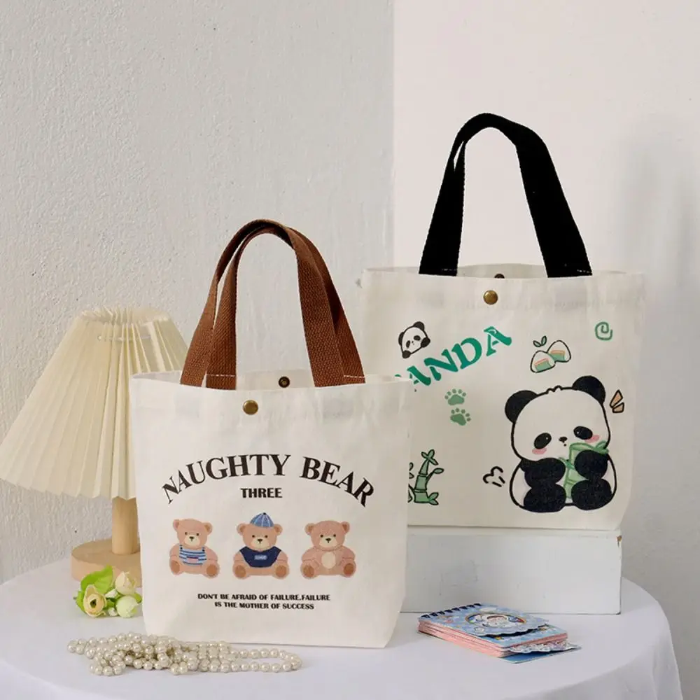 

Cute Dancing Bear Women Small Canvas Bag Tote Food Bag Cartoon Storage Bag Cute Canvas Bags Mini Handbags Summer Handbag