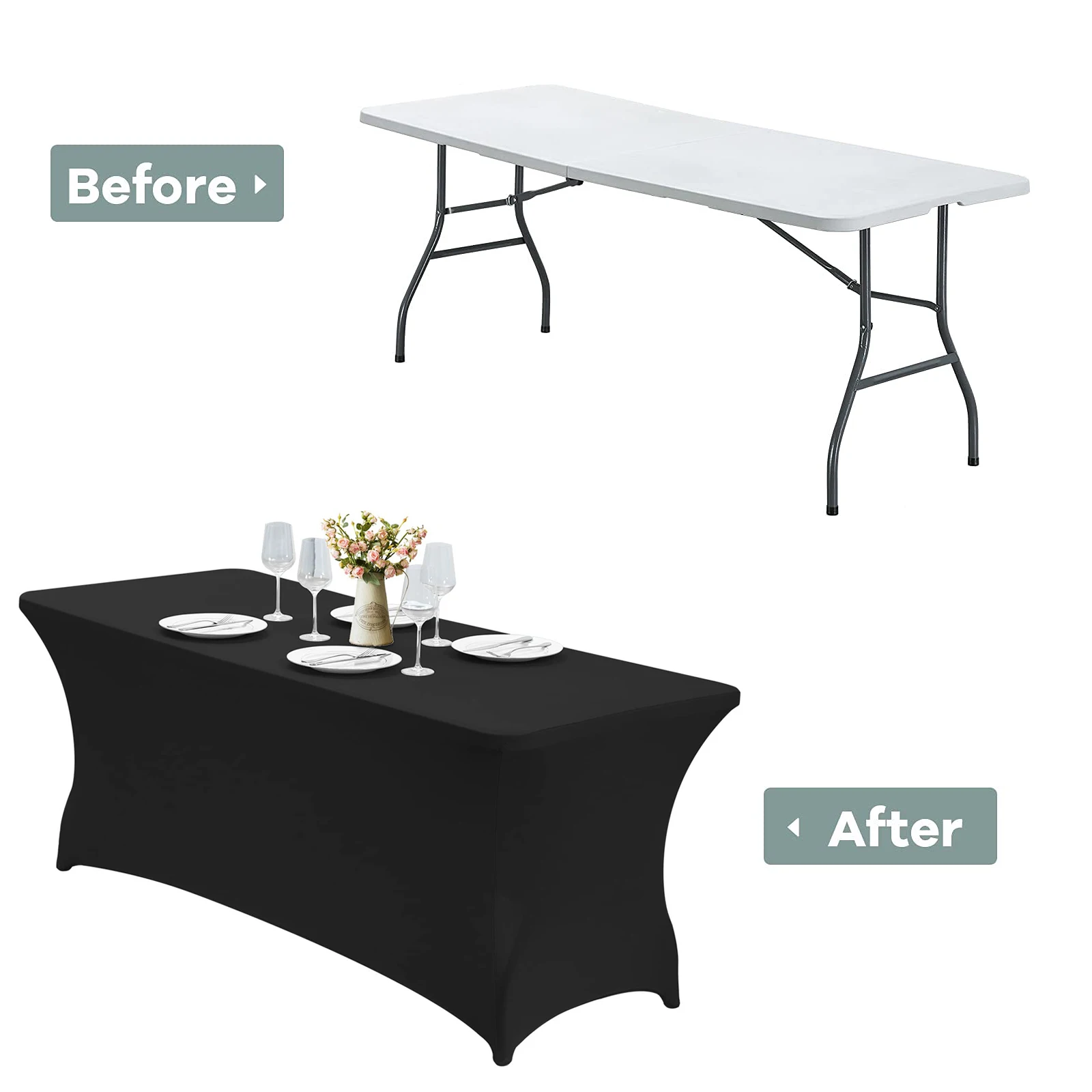 

4FT Fitted Stretch Spandex Table Protector Cover 1-20pcs White Wrinkle Resistant TableCloth for Wedding Party Banquet Hotel