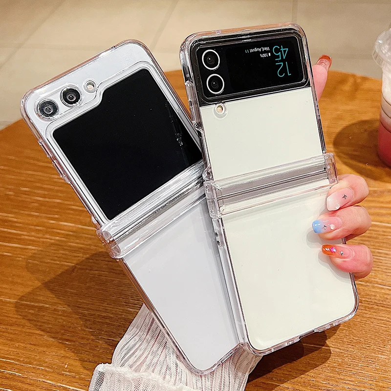 Clear Phone Case For Samsung Galaxy Z Flip 7 FE 6 5 4 Shockproof Folding Transparent Hard Cover For Samsung Z Flip5 Flip4 Flip3