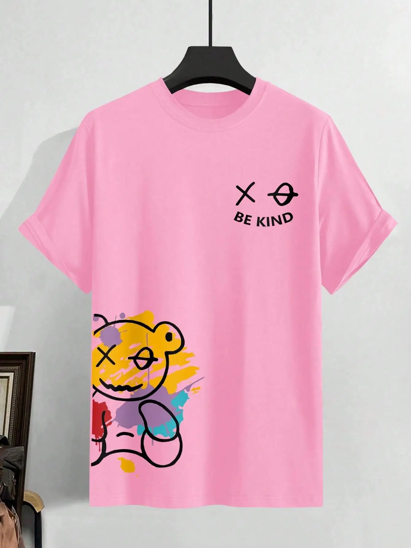 Minimalist Doll Bear Pattern Design Print Mans T-Shirts Fitting Oversized T-Shirt Leisure Soft Tshirt Pleasure Breathable Tops