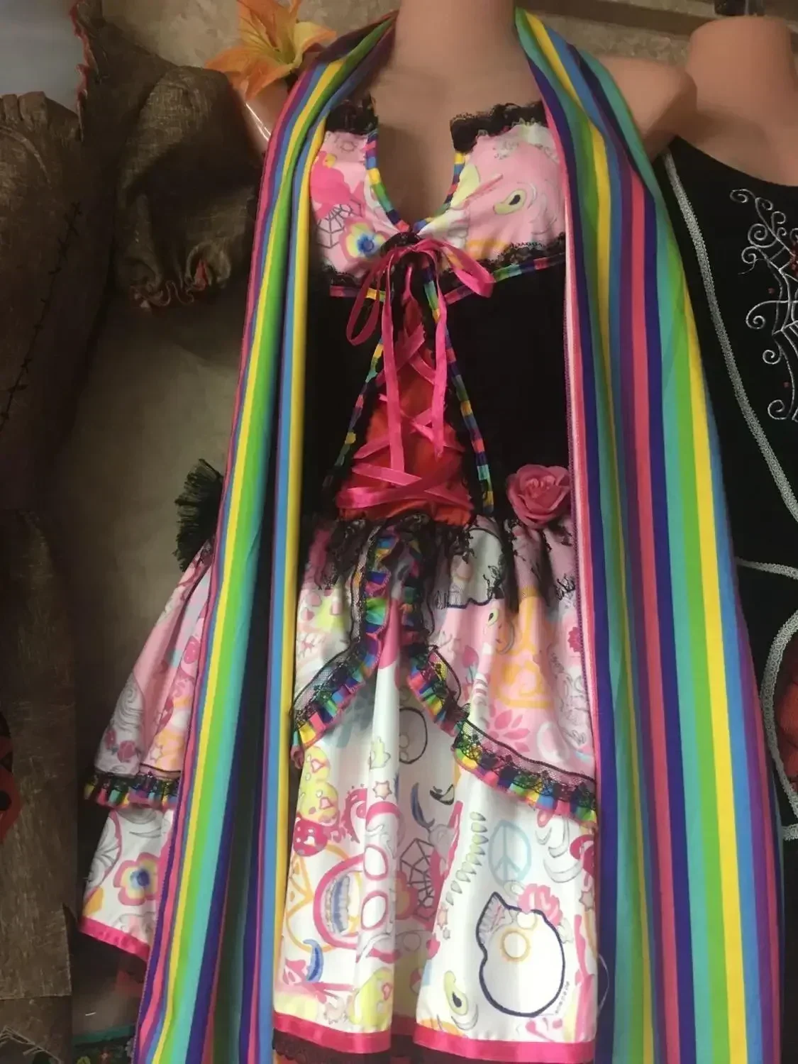 Adult Mexican Day of The Dead Flower Fairy Costume Suit Skull Ghosts Bride Dress Women Vampire Zombie Cosplay Halloween Party