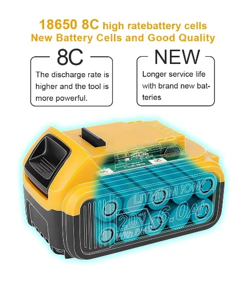 New 100% Original 18Ah 16AH 12AH 20V for Dewalt Power Tool Battery DCB206 20V hBattery DCB206 20V Battery DCB205 DCB204-2 DCB200