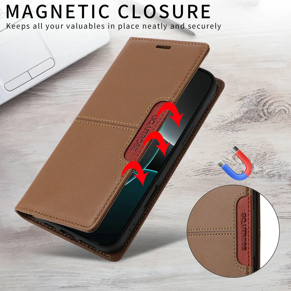 Anti-theft Brush Luxury Case for Xiaomi 14T Pro 5G Flip Cover Magnetic Card Wallet Funda Xiaomi 13T Pro 14 T T14 T13 Book Cover