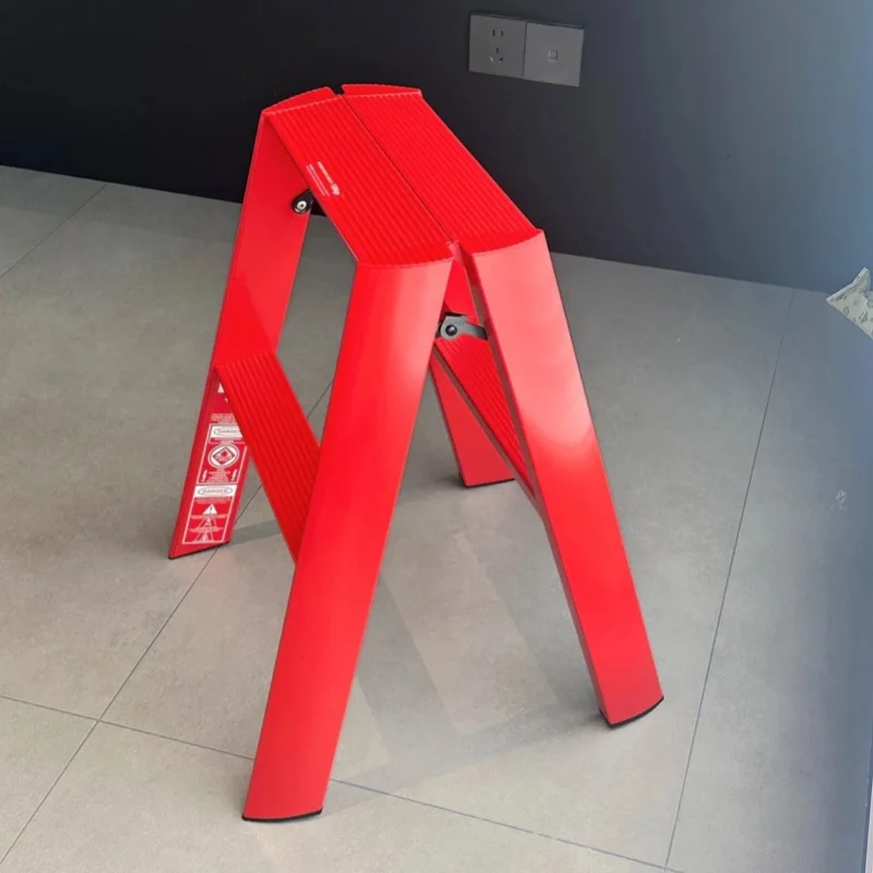 Aluminum 2 Step Ladder Folding Stool Lightweight Anti-Slip Portable Collapsible Space Saving Slim Ladder for Kitchen Household