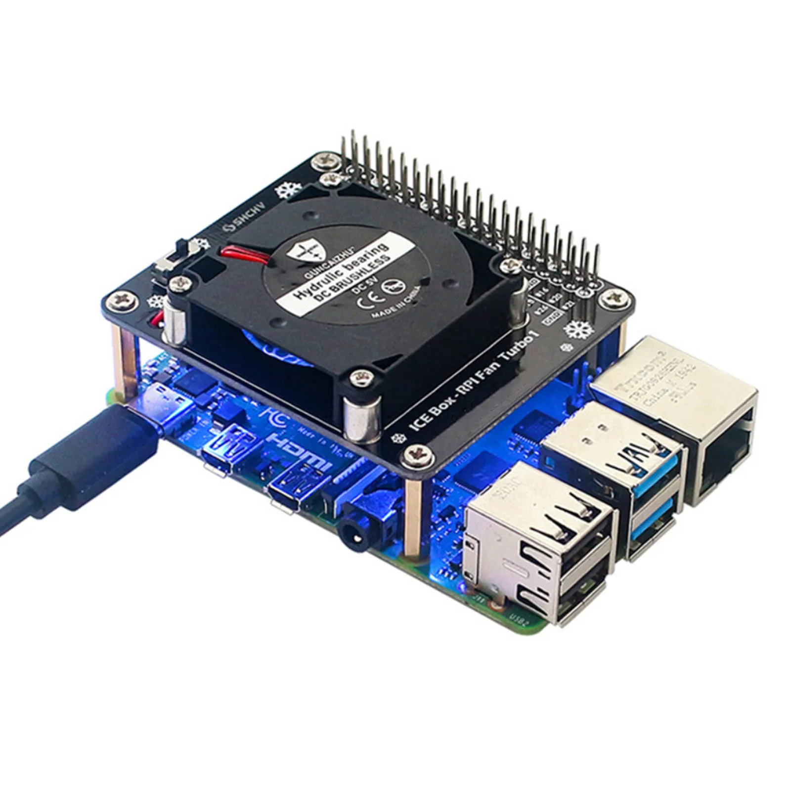 For Raspberry Pi 4 Model B GPIO Extenstion Board Switch Cooling Fan HAT With Blue LED Single Fan For Raspberry Pi 4B 3B+ 3B