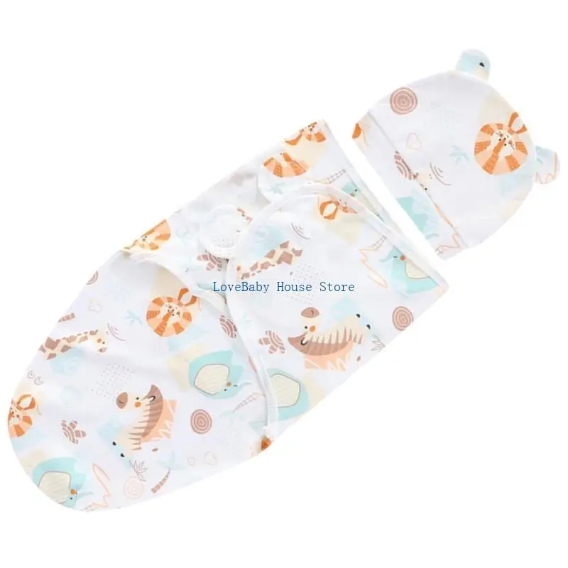 

BX0D Sleep Bag with Hat Baby Sleeping Bags Bags Breathable Baby Essential Boy Girl Wearable Cotton Wrap Blanket