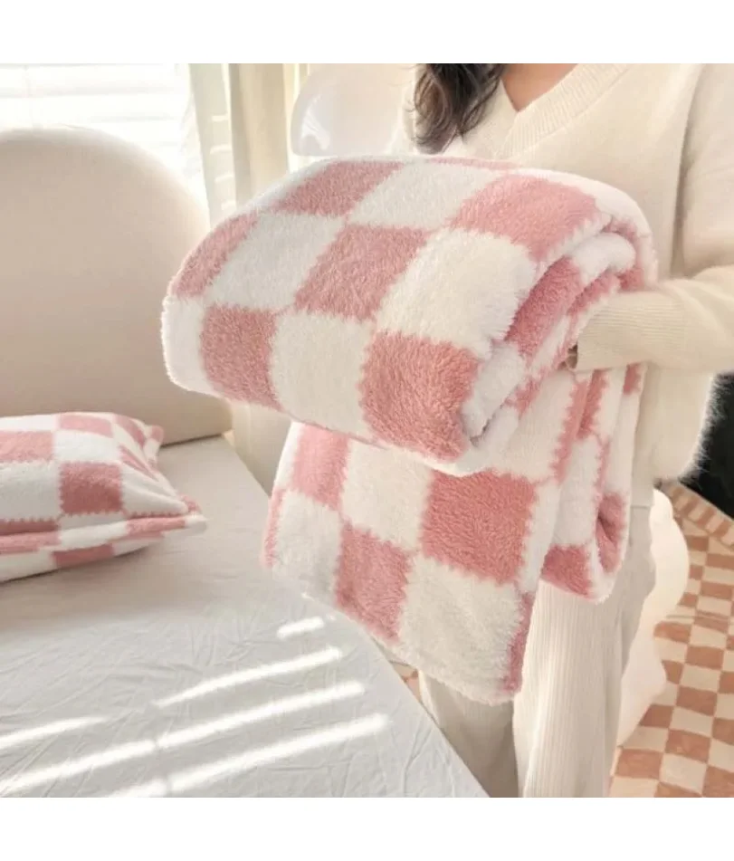 

1 piece pink white flannel panda fleece soft and comfortable blanket nap blanket suitable for sofa bed sofa office suitable