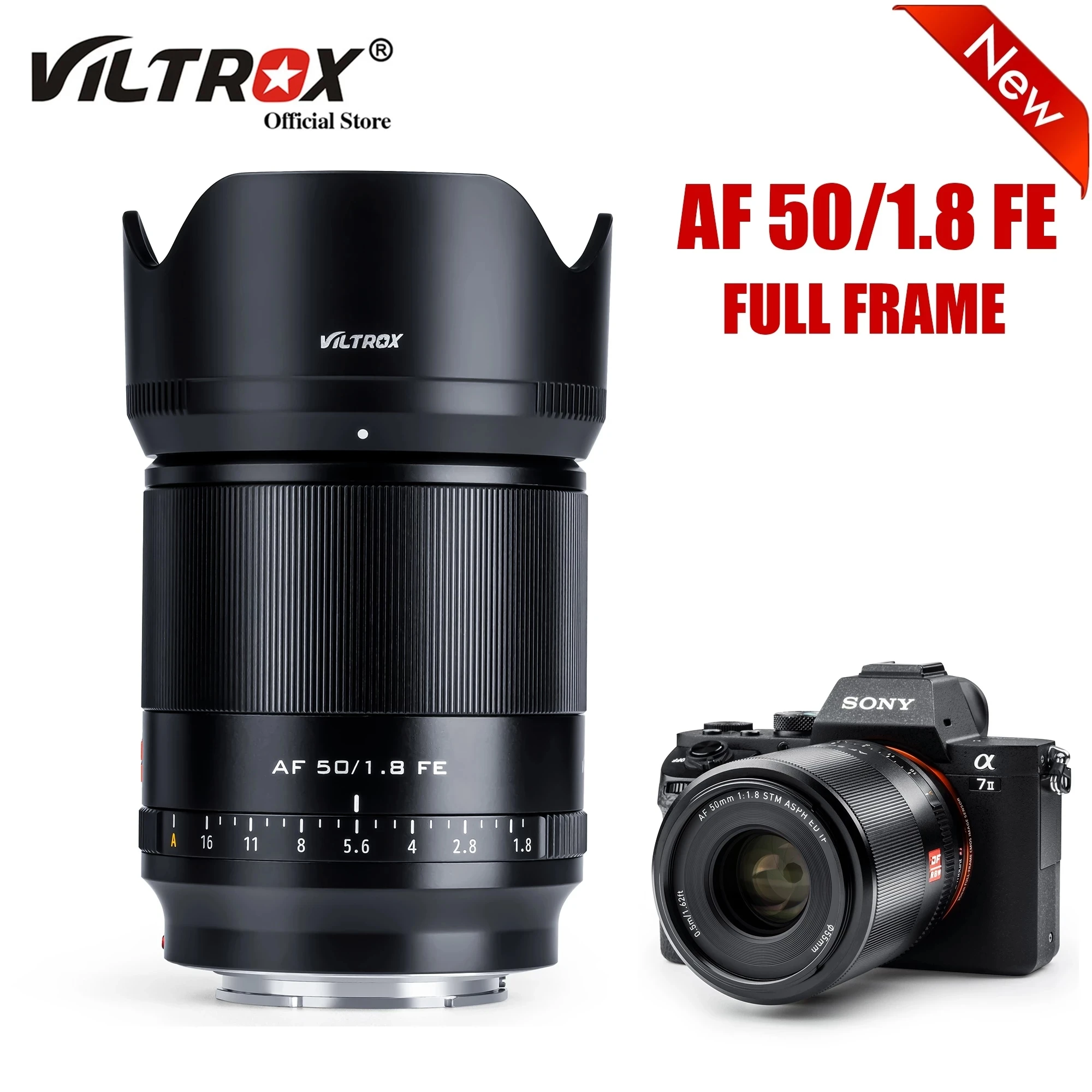 NEW Viltrox 50mm F1.8 FE Auto Focus Full Frame Prime Large Aperture Portrait Lenses for  E Mount Camera