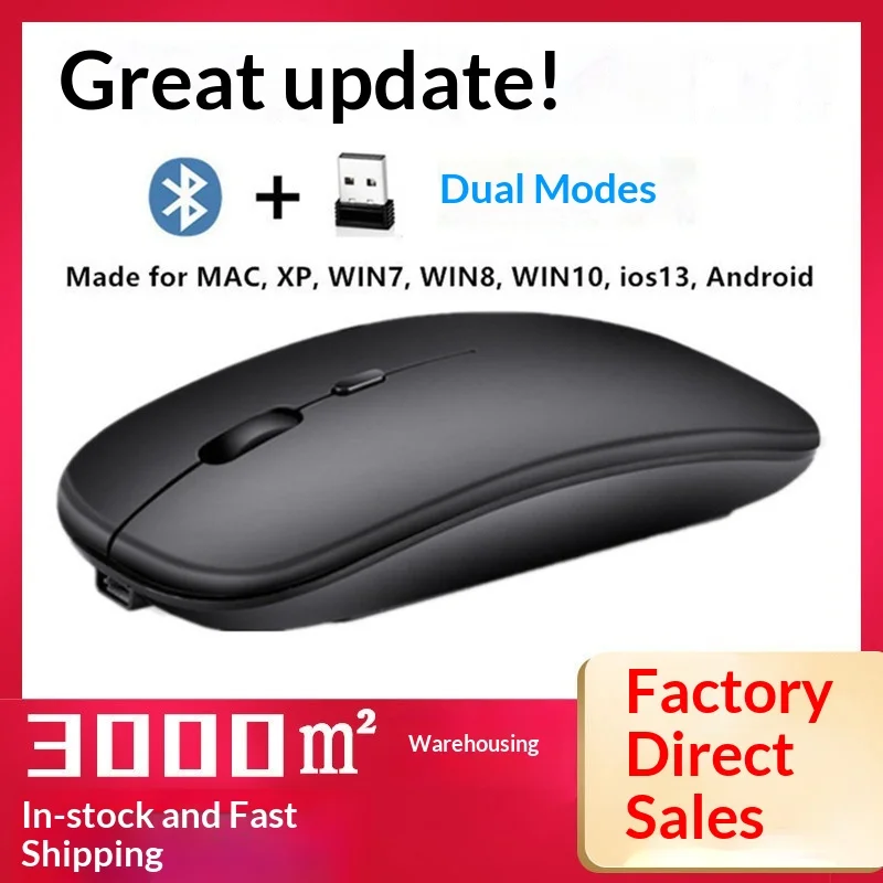 

New X1Ultra Thin Rechargeable Silent Dual Mode 2.4G Wireless Bluetooth RGB Gaming Mouse For Phone Tablet Mac Windows iOS Android