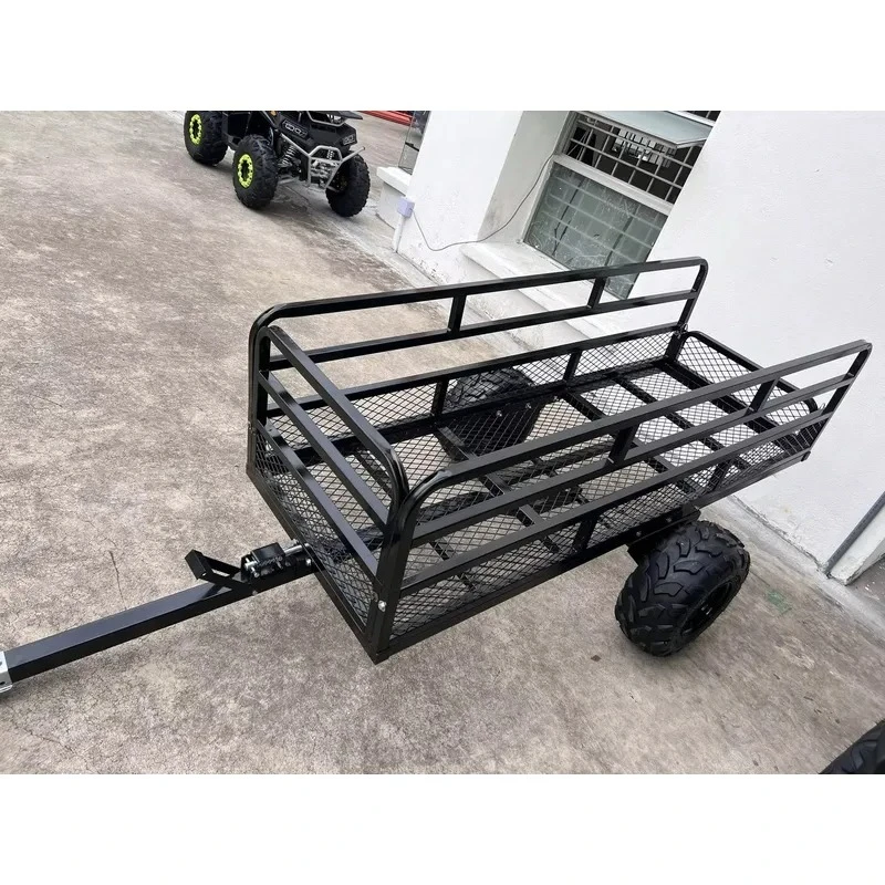 for UTV ATV Steel Utility Trailer 900lbs Capacity Farm Garden Hauler Heavy Duty Cargo Cart for Ranch Property Maintenance Use