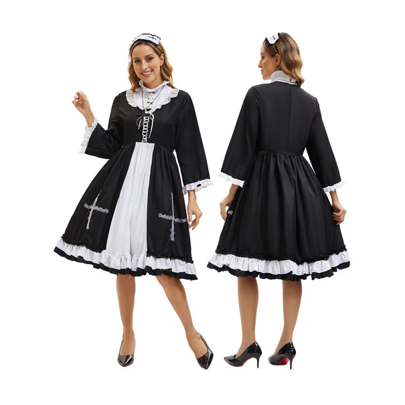 

Костюм медсестры Красного Креста для женщин, сценический костюм горничной, полиэстер