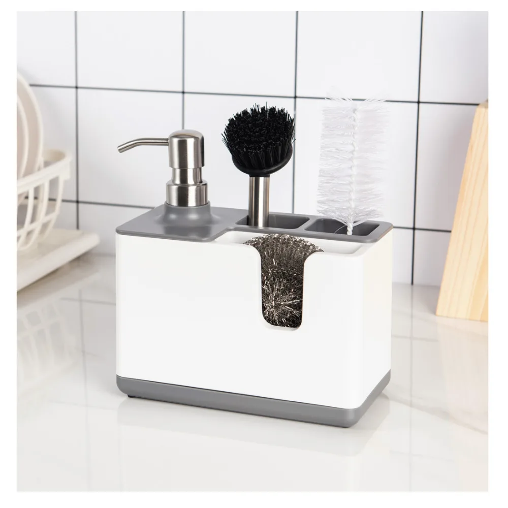 Multifunctional Storage Rack Household Detergent Dispenser Bottled Dishwashing Brush Sponge Shelf Kitchen Storage Bottle