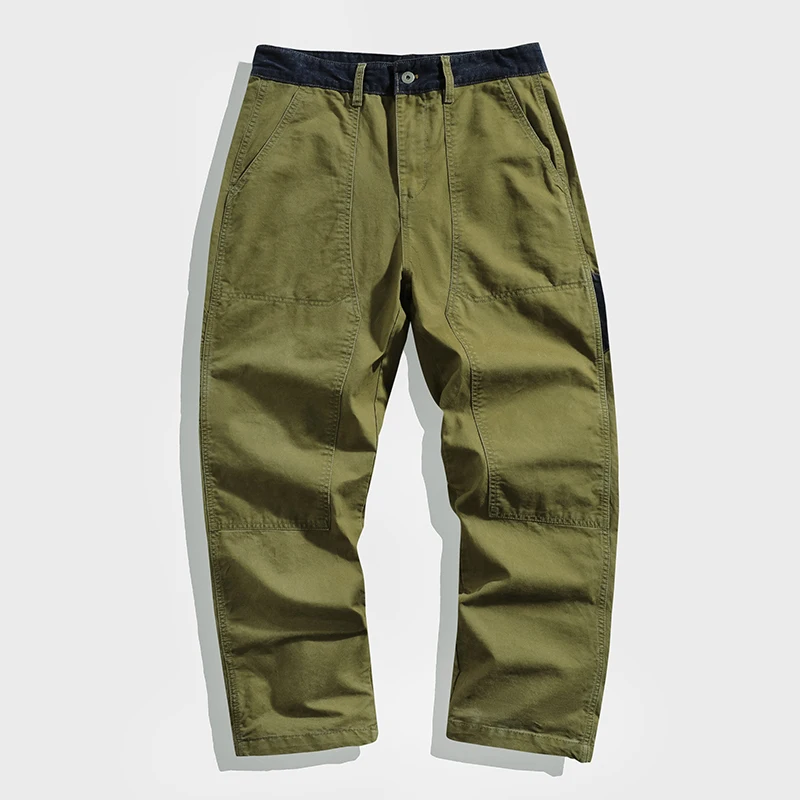 

Spring Autumn New Casual Cargo 100% Cotton Pants for Men Vintage Big Pocket Trousers Streetwear Men