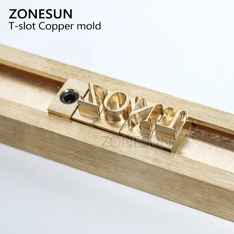 ZONESUN T-slot Alphabet Numbers Symbol Leather Hot stamping Letter Press Tool Brand Iron Custom Initial Mould Embossing Mold