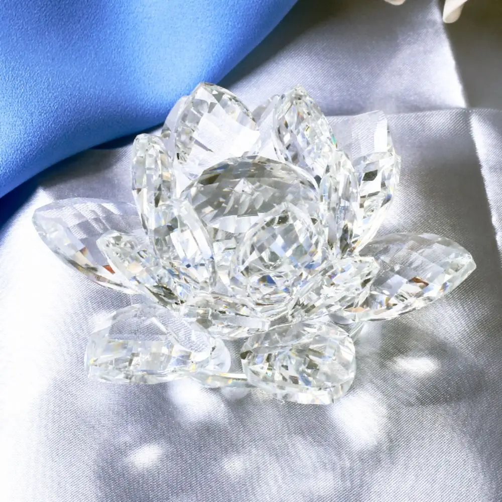Feng shui Quarz Kristall Lotus Blume Handwerk Glas Briefbeschwerer Ornamente Figuren Hause Hochzeit Party Decor Geschenke Souvenir