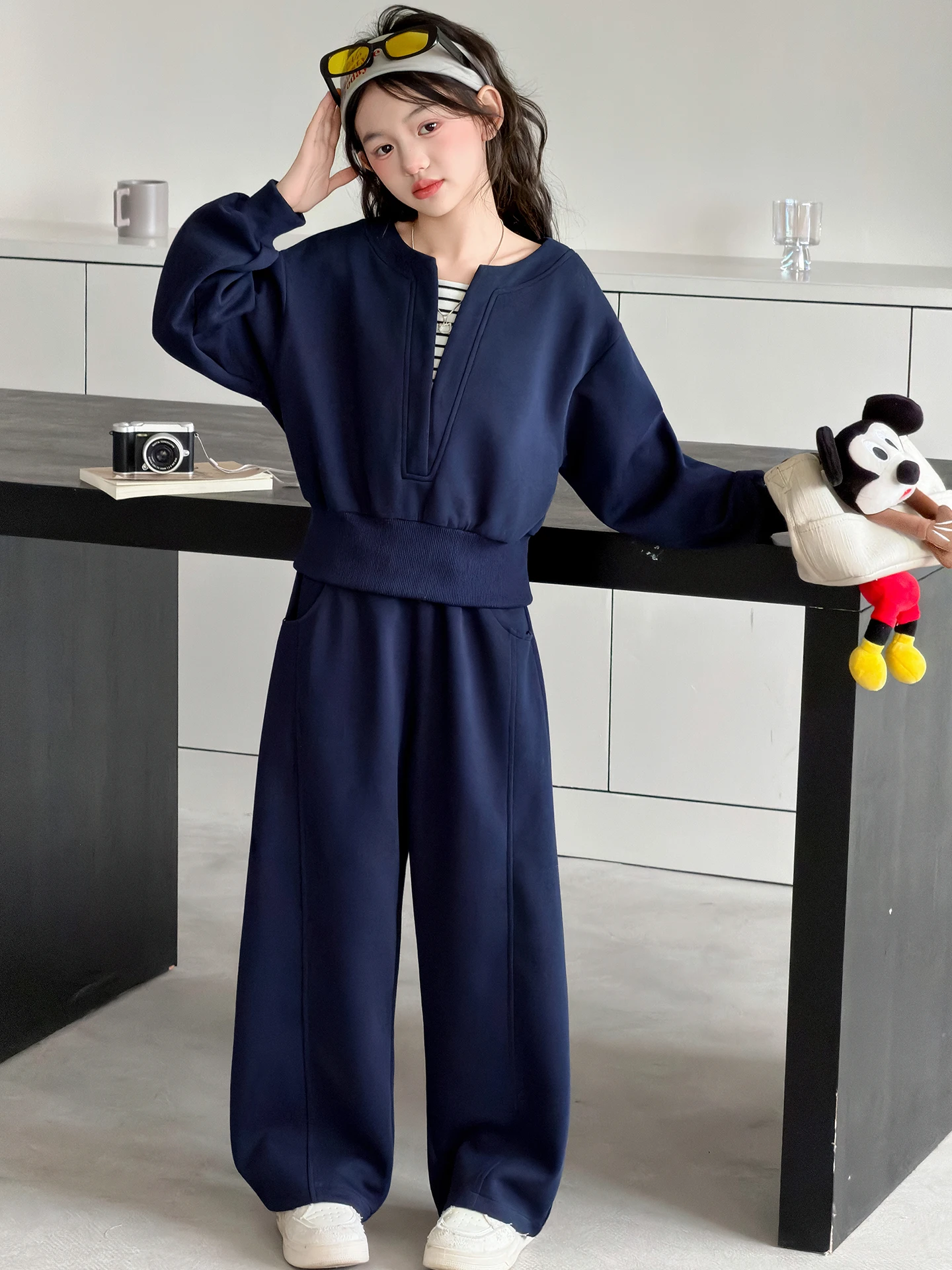 

Spring Faion Children's Outfit Girls' Hoodie Set Casual High Waist Long Pants Two-Piece Ensemble Korean Sle Spring Autumn