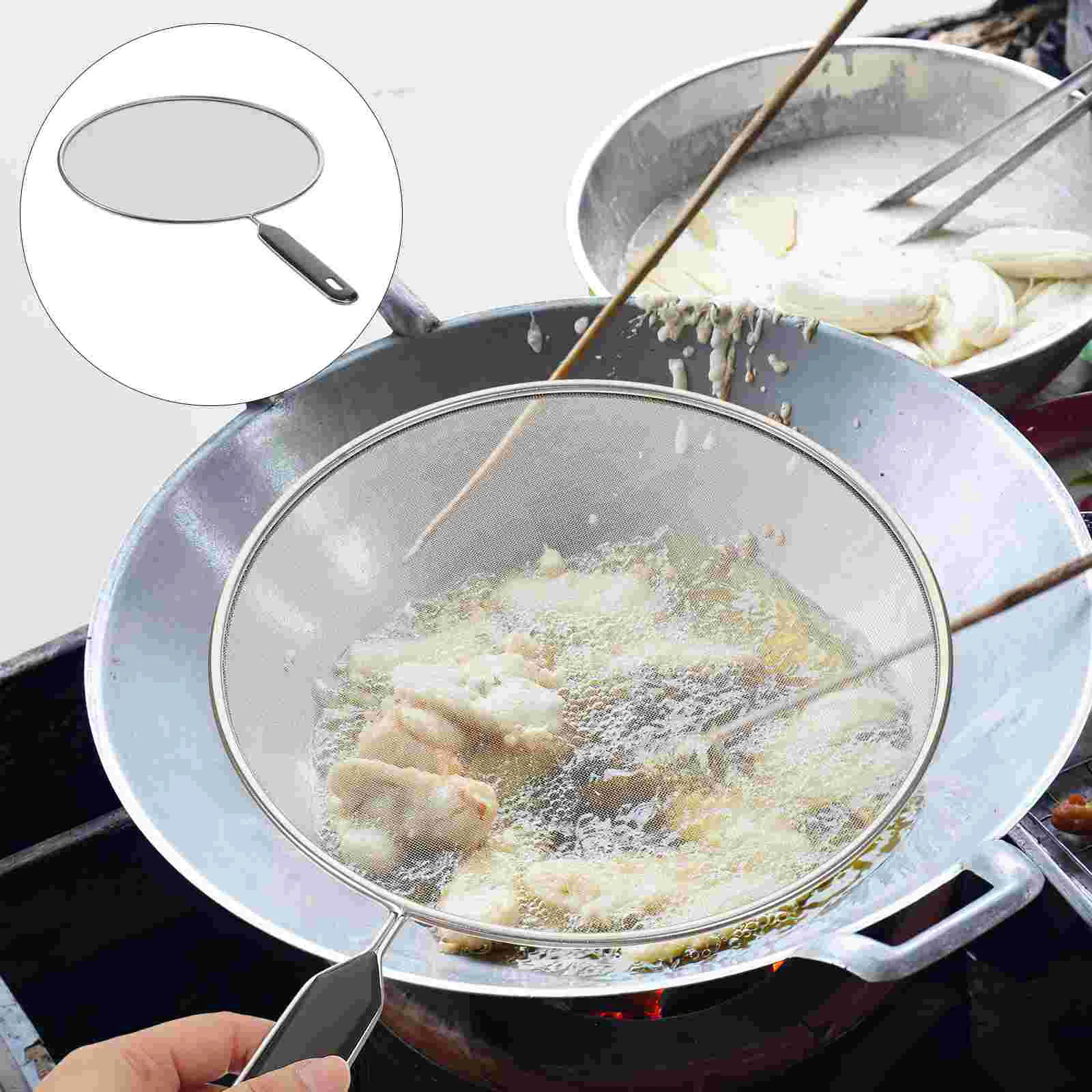 Splatter Screen with Handle Oil Net Frying Pan Cooking Pot Cover Skillet Griddle