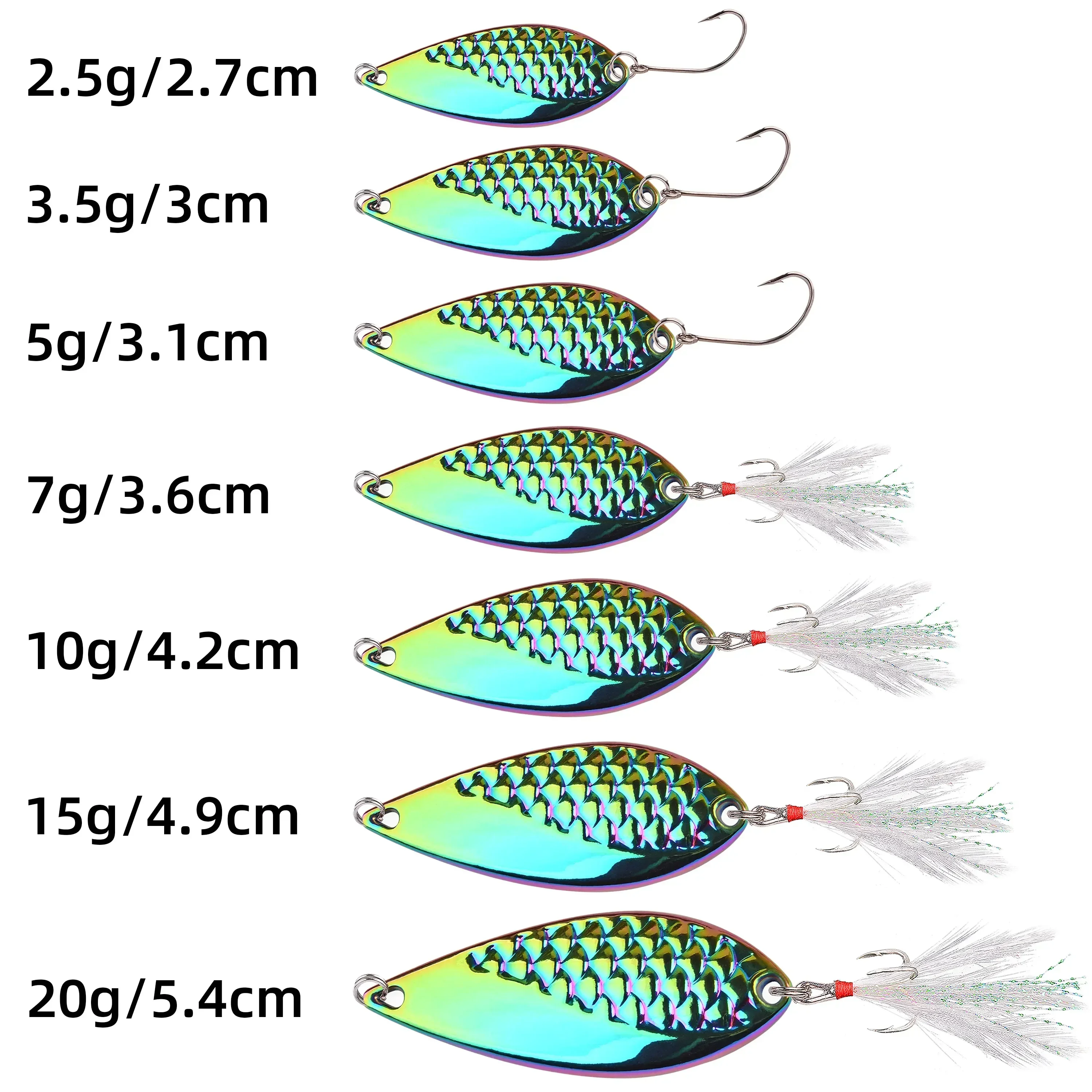 1PCS 2.5G-20G Metal Spinner Spoon Lures Trout Fishing Lure Hard Bait Sequins Paillette Artificial Baits Spinnerbait Fish Tools