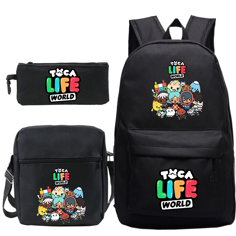 Cartoon Toca Life World Rugzak Schooltas 3 Stuks Set Meisjes Jongens Rugzak Kinderen Schooltas Toca Boca Boekentas Outdoor Rugzakken