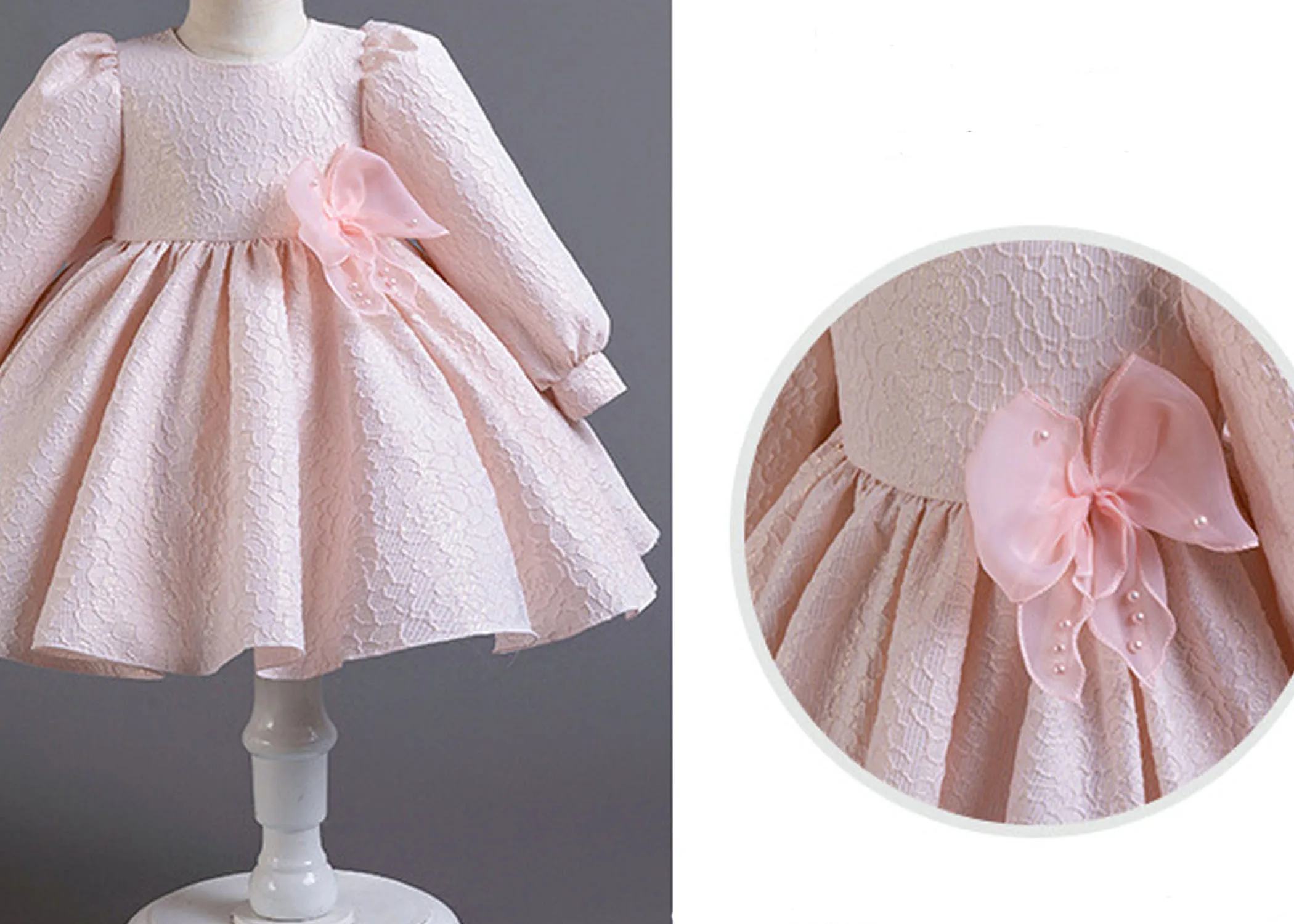 Girl Princess Birthday Party Dress Long Sleeve Kids Performance Gown for Baby Fall Winter 1 4 6 Years