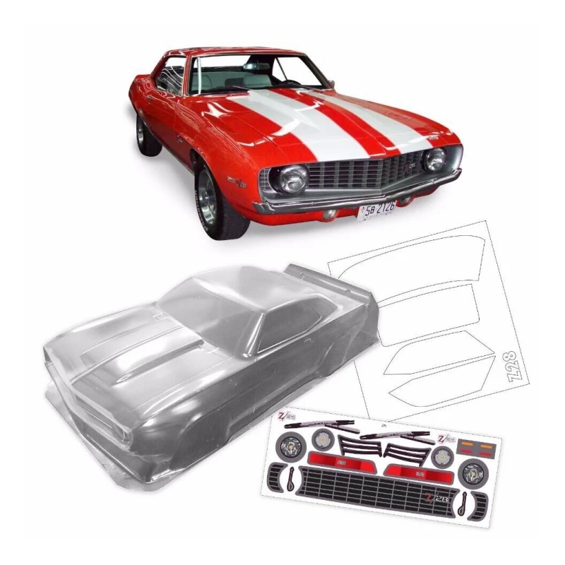 

1969 Chevo Z28 Clear Body Shell 200mm for 1/10 On Road Rc Drift Car Toys