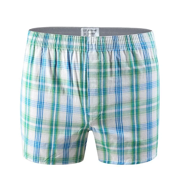 Herren Boxershorts Baumwolle Unterwäsche Männer lässig karierte lose Shorts weiche bequeme Pfeil hose klassische Basics gewebte Unterwäsche