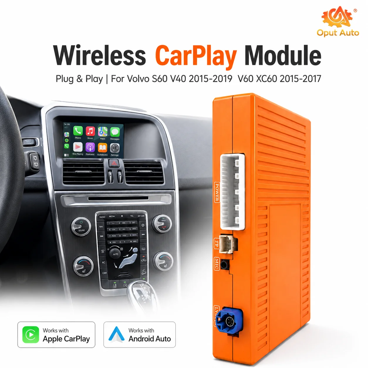 Wireless Apple CarPlay Android Auto Module For Volvo XC60 XC70 S60 S80 V60 V70 V40 2011-2019 GPS MirrorLink Rear Camera PlugPlay