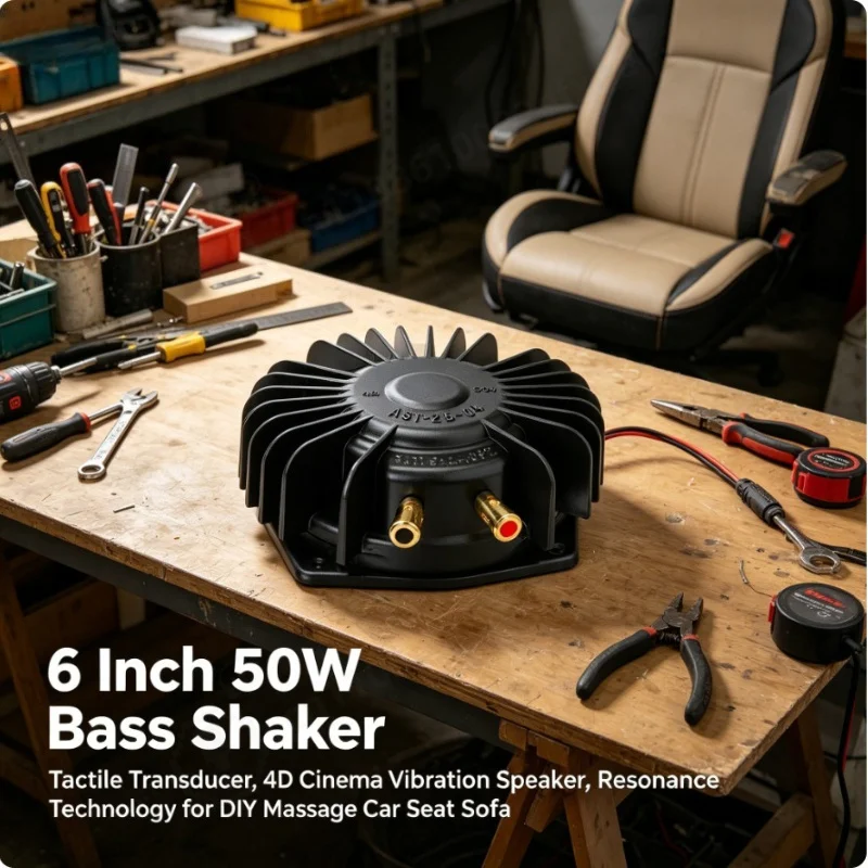 6 Inch 50W Bass Shaker Tactile Transducer 4D Cinema Vibration Speaker Resonance Technology for DIY Massage Car Seat Sofa