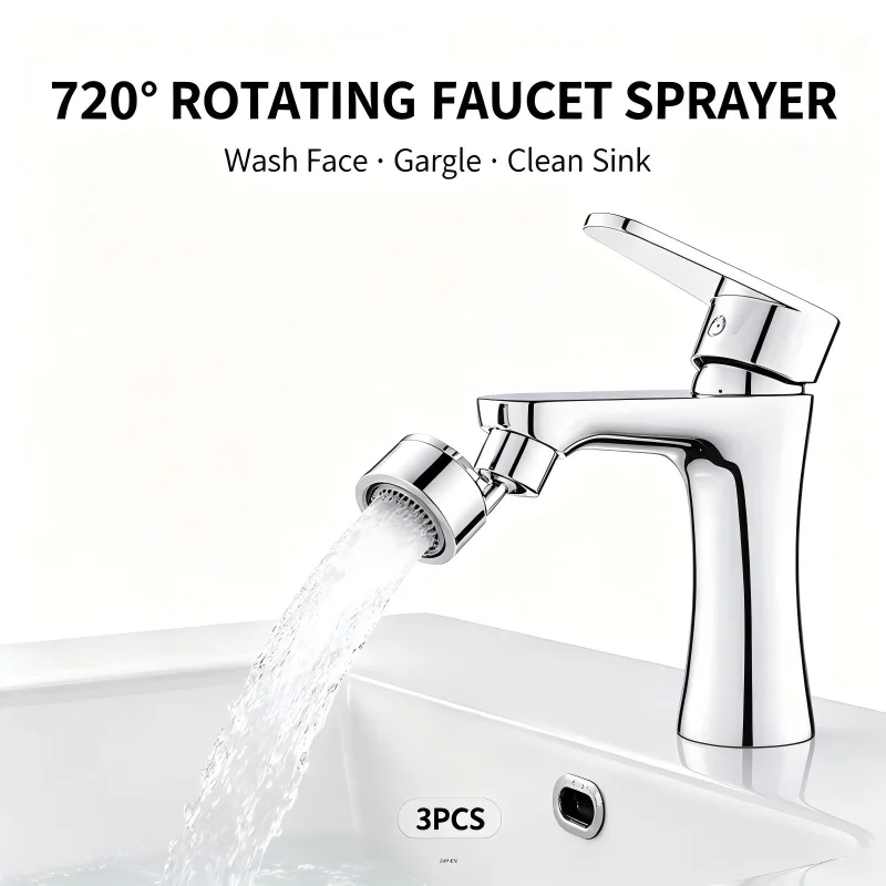 720° Universal Rotating Faucet Aerator Splash Proof Water Saving Faucet Extender ABS Bathroom Sink Faucet Nozzle Adapter Multi-D
