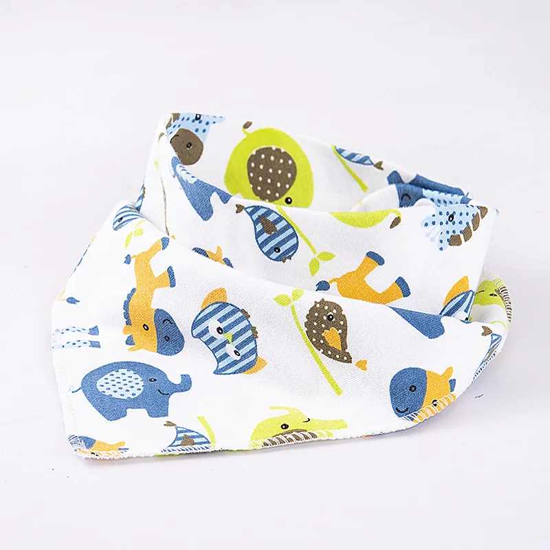 10Pc Bandana Cloth Baby Bibs for Boys Girls Animal Print Smock Cotton Scarf Feeding Collar Burp  Accessories