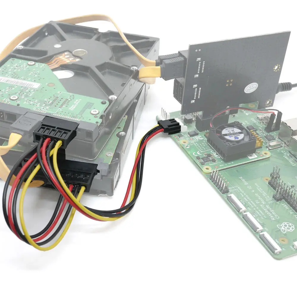 مرنة FDD 4pin أمبير/TE 171822-4 إلى 2 SATA 15 دبوس أنثى كابل الطاقة ل CM4 IO