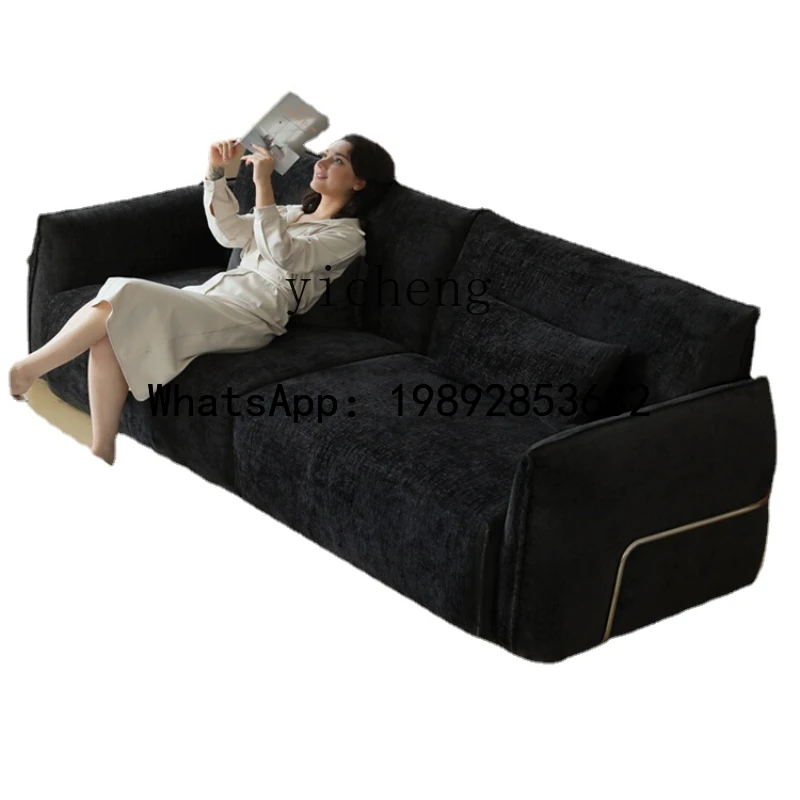 

Fabric Sofa Straight Black Modern Retro Mid-Ancient Chenille Sofa