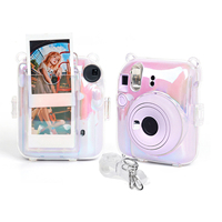 Laser Colorful Protective Crystal Case Update with Photo Storage Camera Case Shoulder Strap For Fujifilm Instax Mini 12