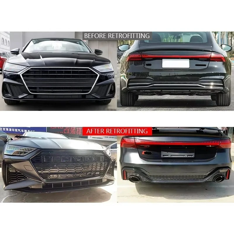 STLF CLRAK, новинка A7 2020, модификация автомобиля RS7, передний/задний бампер, боковые юбки, противотуманные фары, комплект кузова, болт-набор для