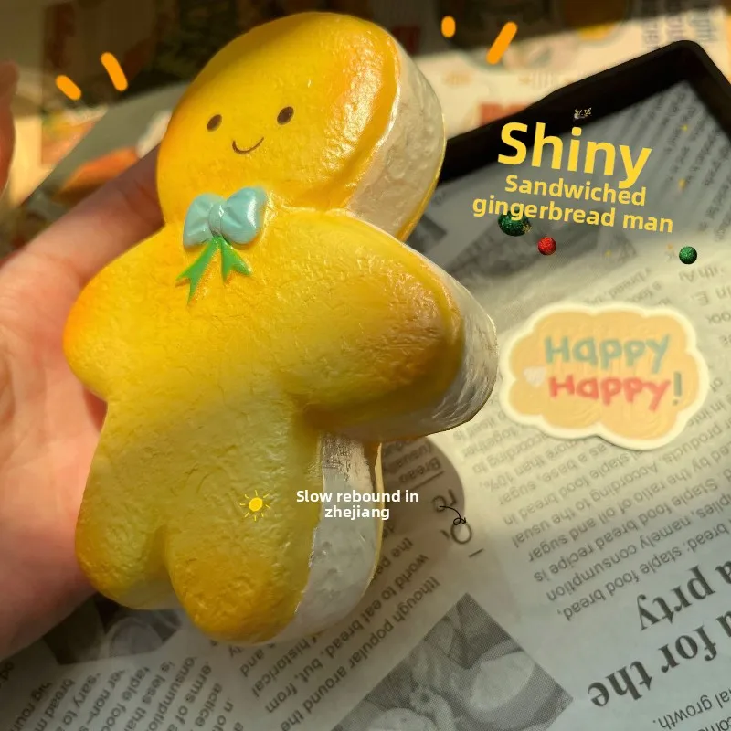 

Super Wet Soft Shiny Sandwich Gingerbread Man - Slow Rebound Decompression Toy Squishy Stress Relief Pinch Toy for Adults & Kids