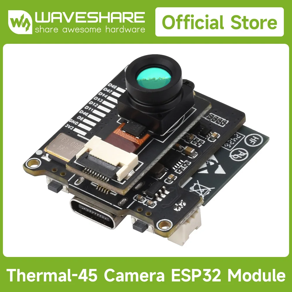 Thermal-45 Camera ESP32 Module Waveshare 80*62 Pixel Infrared Array Conventional Version 45  Field of View Angle Module