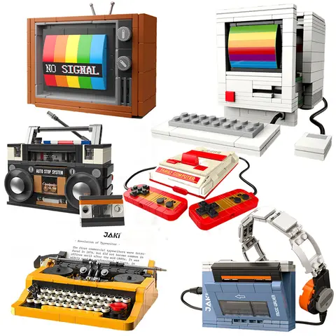 Creative Ideas Typewriter Computer TV Building Blocks Bricks Classic Game Machine Radio MOC Model Kit Toys Vintage Appliances