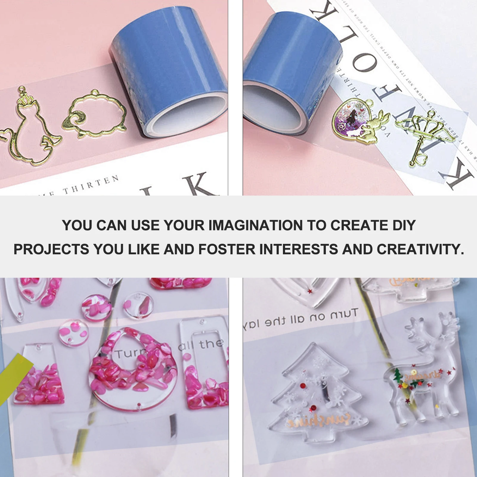 

2pcs 2 Rolls Seamless Tape For Epoxy Uv Resin Crafts Adhesive Pet Film Diy Jewelry Making Tool Traceless Sticky Tape