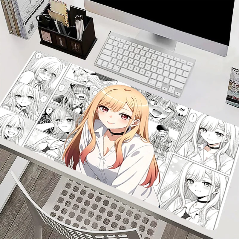 My Dress Up Darling Marin Kitagawa Large Mouse Pad Anime Gaming Desk Mat Non‑Slip Keyboard Mat for Home Office Desktop Decor
