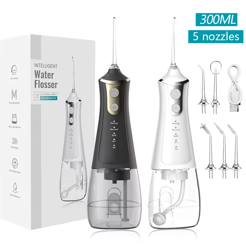 

Electric Oral Irrigator Portable Dental Water Flosser USB Rechargeable Water Jet Floss Tooth Pick Jet Tip Modes Waterproof