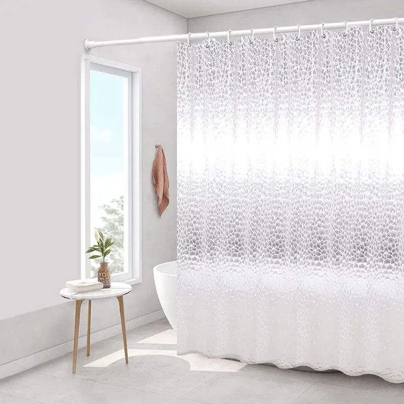 

Shower Curtain PEVA Transparent Geometric Bathroom Curtains Waterproof with Hooks 200cm Mouldproof Modern Style for Toilet