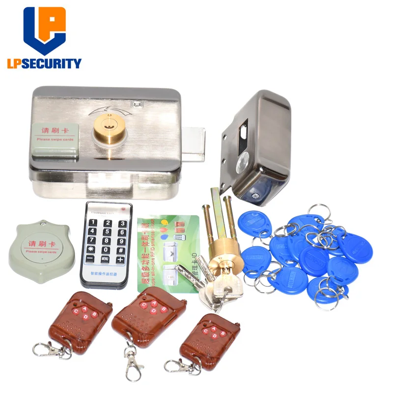 Outdoor remote control 10 tags Electric lock & gate lock Access Control system Electronic integrated RFID Door Rim lock