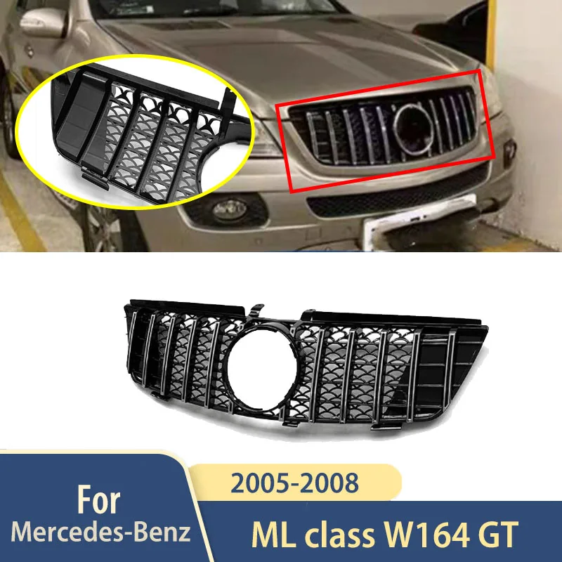 

Аксессуары для передних гоночных грилей для Mercedes-Benz ML class W164 2005 2006 2007 2008 GT Style, внешние гоночные грили, обвесы