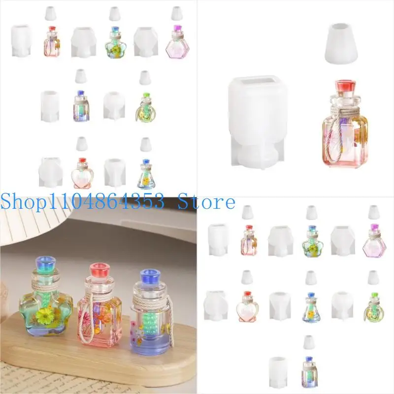 Epoxy Resin Drift Bottle Mold Heart Shaped Wishing Bottle Pendant Mold Night Light Keychain Jewelry Making Silicone Mold