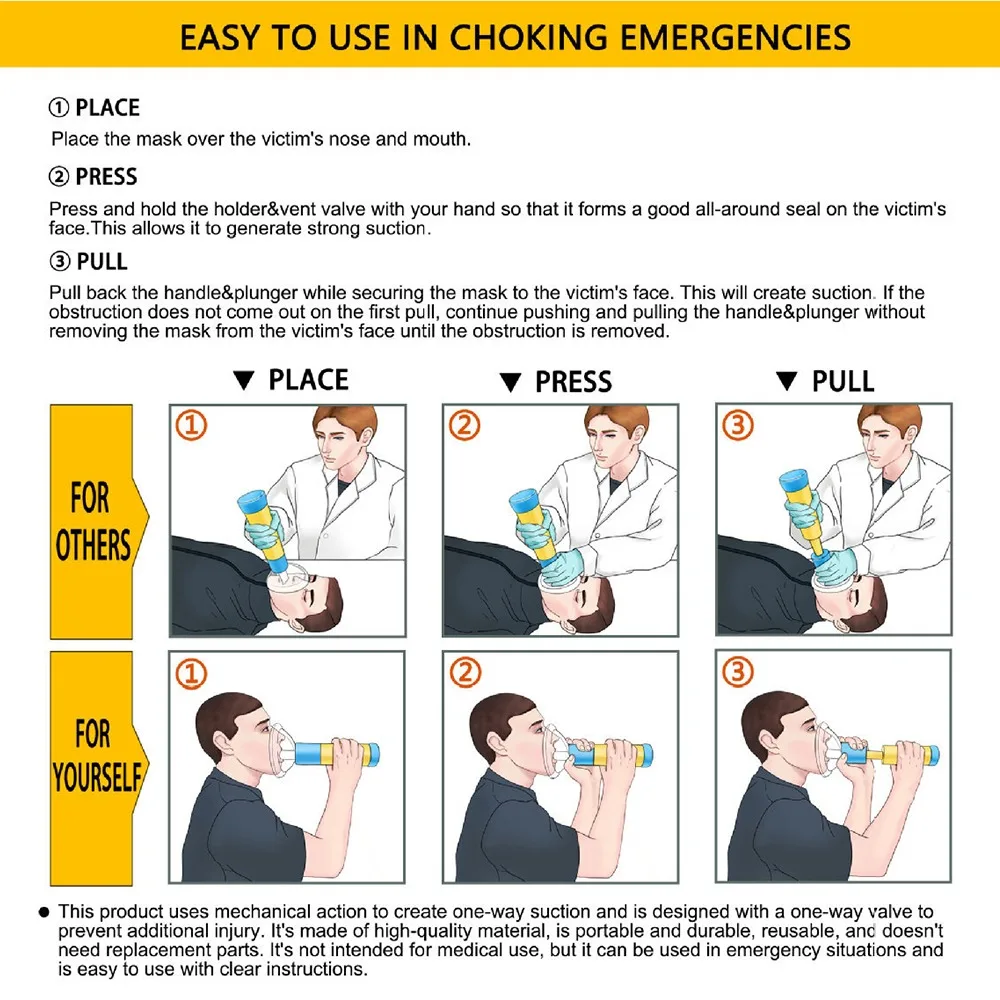 First Aid Kit Choking Respiratory Anti Asphyxia Face Mask Artificial Emergency Adults & Children 2 Size Home Rescue