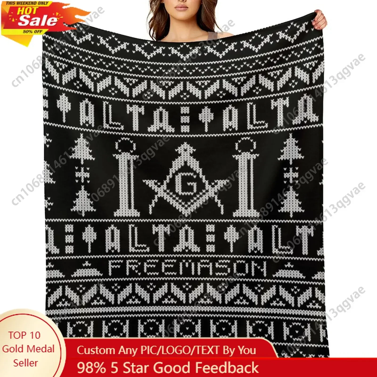Masonic Mason Freemason Pattern Flannel Blankets Are Soft Comfortable and Warm Perfect for Winter Naps Homes Offices Travel