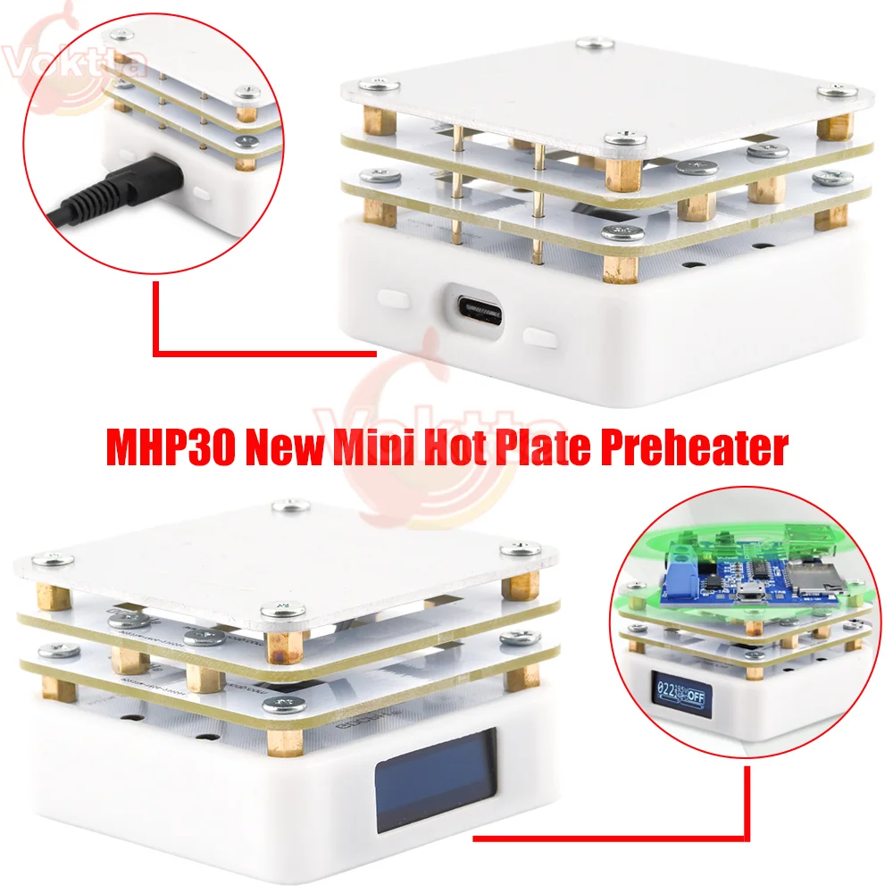 MHP30 New Mini Hot Plate Preheater LED Display PCB Board Soldering Heating Plate Rework Station Preheating Platform Repair Tools